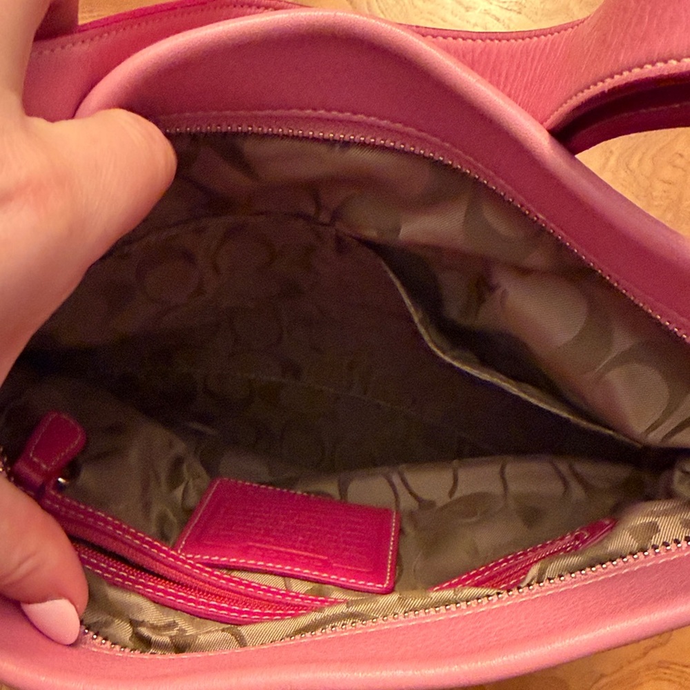 Coach Soft Pink Pebbled Leather Shoulder Bag with Tassel Accent - Picture 10 of 12